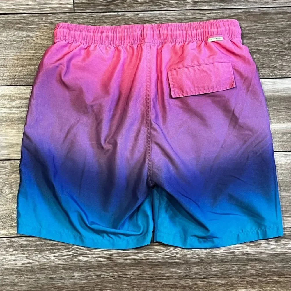 Scotch & Soda Cerise Gradient Mid-Length Printed Swim Shorts Size Small